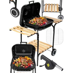   Faszenes kerti grill fújtatóval stabil szerkezet, levegőszabályozás, sütéshez