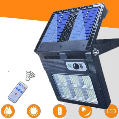 Dupla napelemes LED reflektor mozgásérzékelővel és távirányítóval, 3 üzemmód