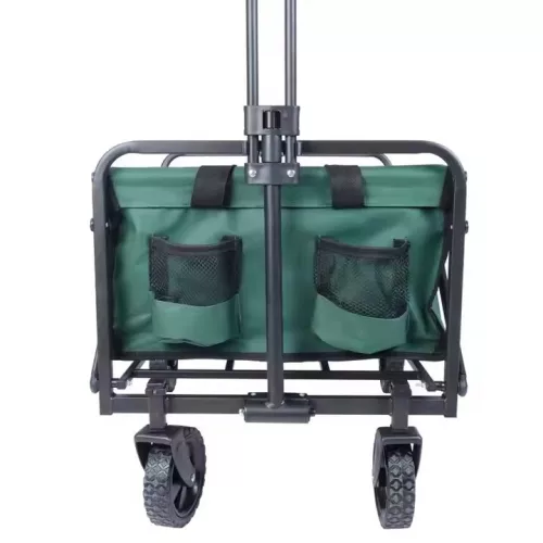 Összecsukható zöld kerti strandkocsi masszív, nagy teherbírással, minden terepre