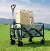 Összecsukható zöld kerti strandkocsi masszív, nagy teherbírással, minden terepre