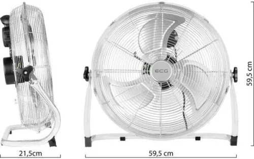 Padlóventilátor 100W nemesacél kivitelben 45 cm átmérő, 3 fokozat, csendes,