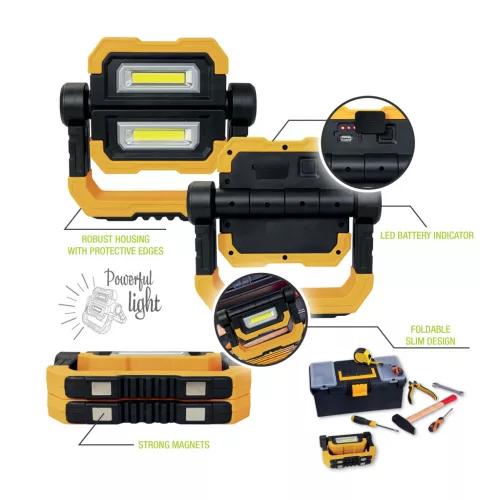 LED munkalámpa hordozható 10W 900lm IP44 5000mAh