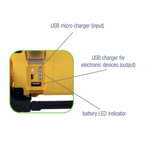 LED munkalámpa hordozható 10W 1000lm IP44 2000mAh, összecsukható