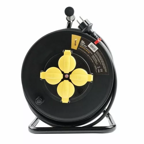 Technik ipari kábeldob 50m, 4 aljzat, 16A, IP44, kábel H07RN-F 3x1,5mm2