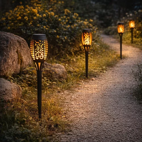 LED kerti láng imitációs  lámpa napelemes meleg fehér láng effekt, IP44