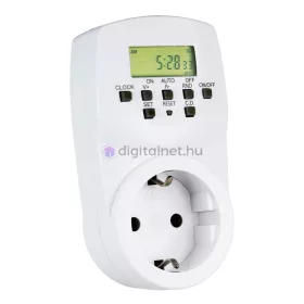   Digitális heti időkapcsoló, 20 program, LCD kijelző, visszaszámláló, 16A, 3500W