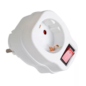   1 utas adapter + kapcsoló, fehér / 1 way adapter with switch, white