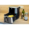 Air Fryer 8 Liter XXL kivehető kosár Forrólevegős Fritőz Kijelzővel, INOX, 1800W