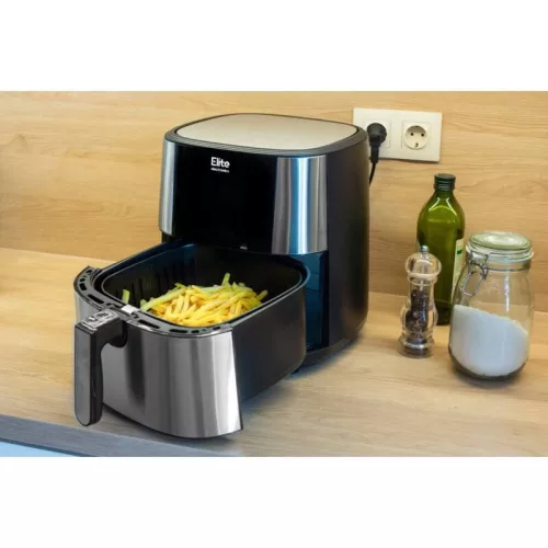 Air Fryer 8 Liter XXL kivehető kosár Forrólevegős Fritőz Kijelzővel, INOX, 1800W