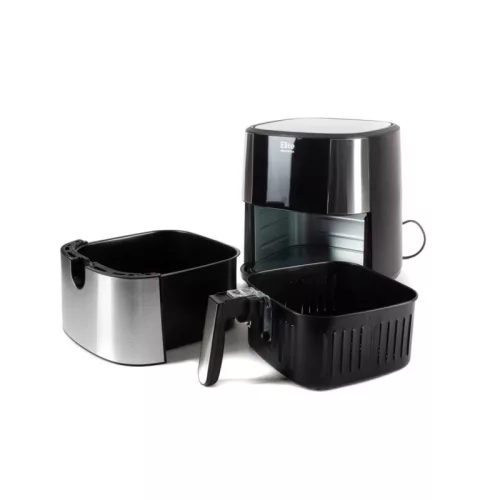 Air Fryer 8 Liter XXL kivehető kosár Forrólevegős Fritőz Kijelzővel, INOX, 1800W
