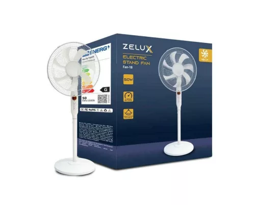 Álló ventilátor, Zelux 50W, 3 fokozat, időzítő, oszcilláló, 45 cm lapátátmérő,