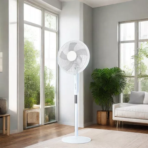 Álló ventilátor, Zelux 50W, 3 fokozat, időzítő, oszcilláló, 45 cm lapátátmérő,