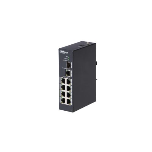 Dahua switch - PFS3110-8T (8x 100Mbps + 1x 1Gbps + 1x  SFP, L2; ipari kivitel; 12VDC)