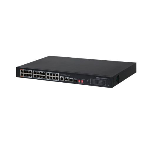 Dahua Mendzselhető PoE switch - PFS3226-24ET-240 (24x 100Mbps at/af PoE; 2x gigabit SFP port; 240W PoE)