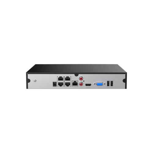 Tenda NVR rögzítő - TN3104-4P (4 csatorna, H265+, max 8MP, 4xRJ45 802.3at PoE, 2xUSB, 1x Sata (max 10TB))