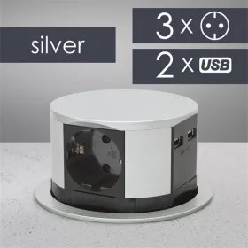   Delight rejtett elosztó(20433), 3 db gyermekvédelemmel ellátott aljza, 2db USB csatlakozó