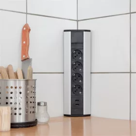   Delight sarok elosztó(20484), 4 db gyermekvédelemmel ellátott 230V aljzat, 2db USB csatlakozó