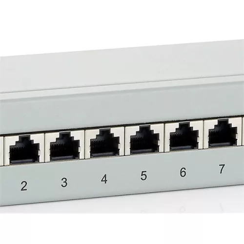 Equip Patch Panel - 227308 (8 port, Cat5e, 1U, árnyékolt, szürke)