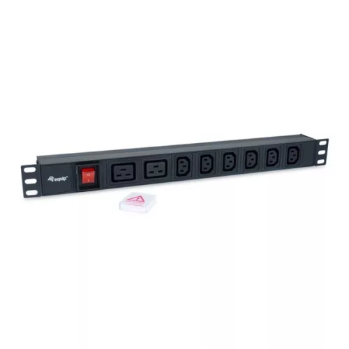 Equip Hálózati Elosztó - 333316 (C20, 6x C13 + 2x C19 , Rack 1U, 1,8m kábel, fekete)