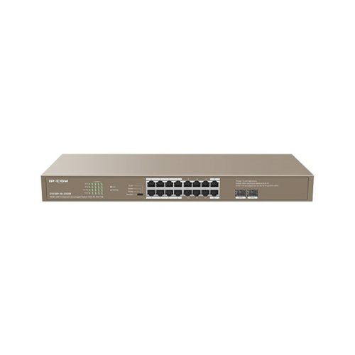 IP-COM Switch PoE - G1118P-16-250W (16x1Gbps; 2x SFP; 16 af/at PoE+ port; 230W, Rackbe szerelhető)