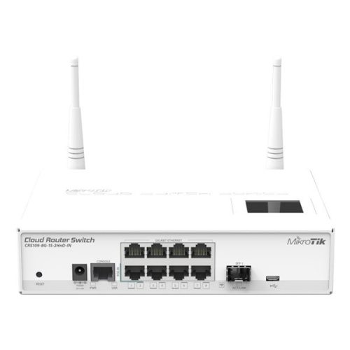 Mikrotik Router WiFi N / Smart Switch - CRS109-8G-1S-2HND-IN (300Mbps@2,4GHz; 8port 1Gbps; 1port SFP; USB)