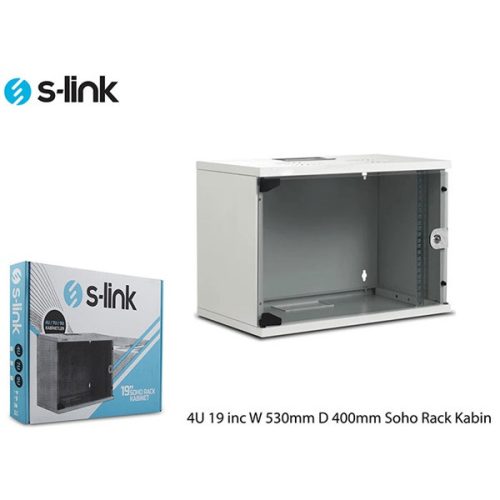 S-Link Rackszekrény - 4U 19" fali kivitel (190x530x400mm, Flatpack, Fekete