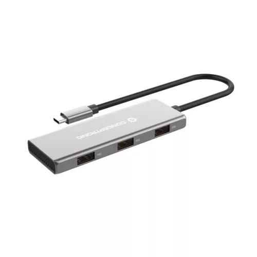 Conceptronic USB Hub - HUBBIES17G (4 Port, USB-C to 4x USB-C+3x USB-A, szürke)