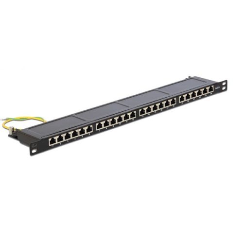 Delock Patch Panel - 43316 (Cat6 patch panel, 24 port, 0,5U, árnyékolt, fekete)