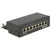 Delock Patch Panel - 87674 (Cat6A Desktop patch panel, 8 port, árnyékolt, fekete)