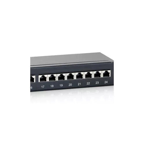 Equip Patch panel - 326424 (24 port, Cat6, 1U, árnyékolt, fekete)