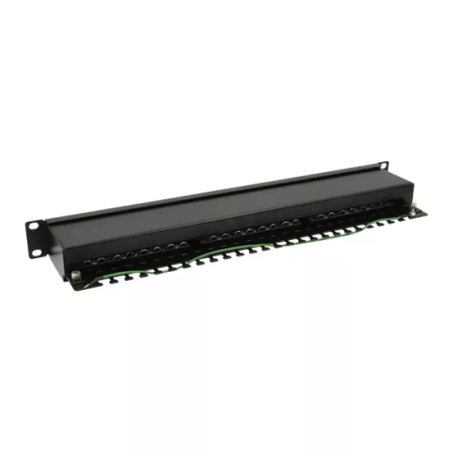 Walisec patch panel - PP-P6S2401 (24 port, Cat6, 1U, árnyékolt, fekete)