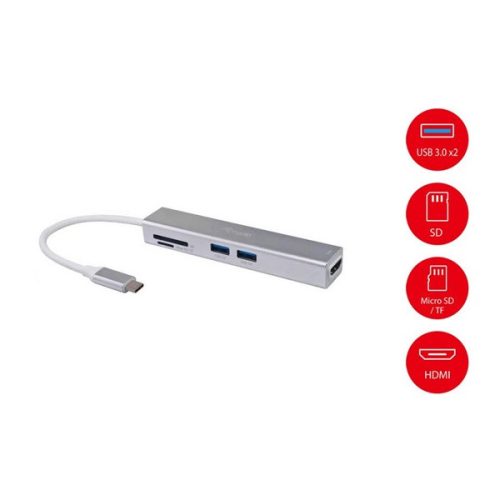 Equip Multifunkciós átalakító - 133480 (Bemenet: USB-C, Kimenet: HDMI/USB3.2 Gen1/TF/MicroSD)