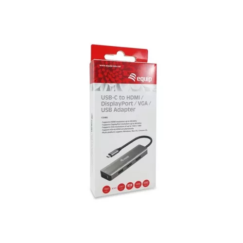 Equip Multifunkciós átalakító - 133485 (Bemenet: USB-C, Kimenet: HDMI/DisplayPort/VGA/USB2.0)