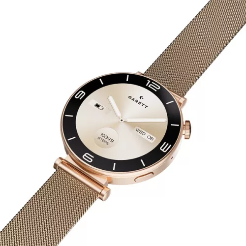 GARETT Női Okosóra - Rose Gold Mesh acél