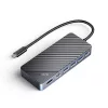 Orico Notebook Dokkoló - OM28PR-G2-BK (Bemenet: USB-C, Kimenet: HDMI/USB-A+C/RJ45/M.2/PD100W, sötétszürke)