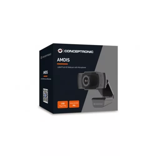 Conceptronic Webkamera - AMDIS01B (1920x1080 képpont, 2 Megapixel, 30 FPS, USB 2.0, univerzális csipesz, mikrofon)