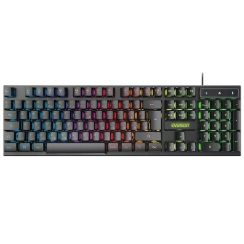 Everest Gamer Billentyűzet - KB-188 Borealis Rainbow (Numpad, USB, fekete, magyar, RGB LED)