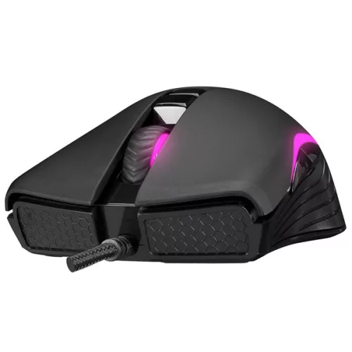 Everest Gamer Egér - SM-G56 CORAX  (7200 DPI, 7gomb, 1,5m harisnyázott kábel,optikai, fekete, RGB LED)