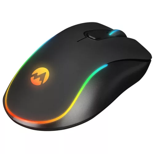 Everest Vezeték nélküli Egér - SM-W75 -X-RAPID (1600 DPI, 6 gomb, optikai, fekete, RGB LED)