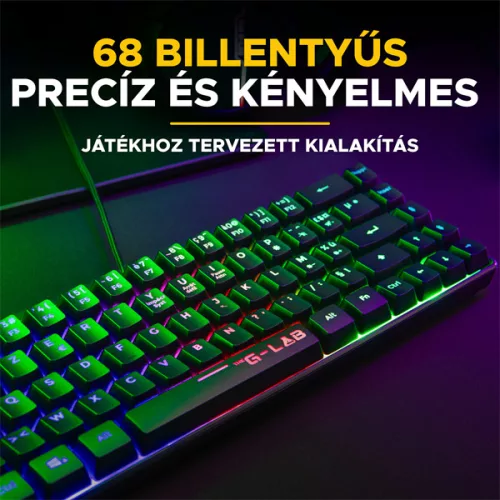 The G-Lab Gaming kit - 2 in 1 COMBO HYDROGEN B/HU (TKL billentyűzet, egér, 6200 DPI, RGB, USB-A, fekete, magyar)