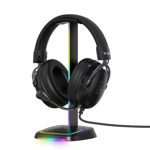 The G-Lab Fejhallgató állvány - K STAND NEON RGB (fekete, univerzális, csúszásgátló, RGB)