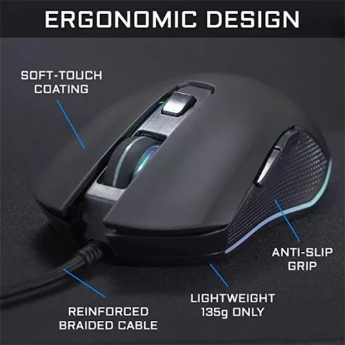 The G-Lab Gamer Egér - KULT HELIUM (3200 DPI, 6 gomb, makro, 1,8m kábel, RGB LED, fekete)