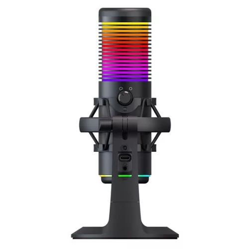 Rampage Mikrofon - BEMOL (USB, PC/MAC/Android, zajelnyomó, állvány, fekete, 2m kábel, RGB)