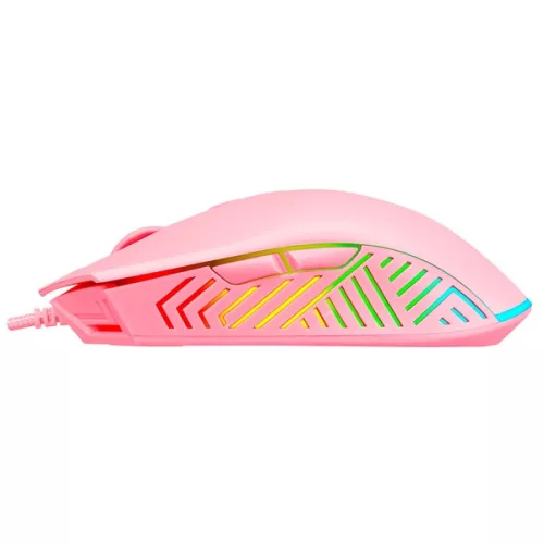Rampage Egér Gamer - SMX-G68 SPEAR (7200DPI, 7 gomb, makro, RGB LED, 1,5m harisnyázott kábel, pink)