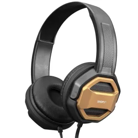   Snopy Fejhallgató - SN-101 BONNY Gold (stereo, mikrofon, 3.5mm jack, 1m kábel, fekete-arany)