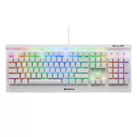   Sharkoon Billentyűzet Mechanikus - Skiller SGK3 White/Brown (Kailh Brown mechanika; Világítás; fehér; angol)