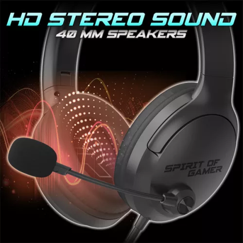 Spirit of Gamer Fejhallgató - PRO-H4 Black (MultiPlatform, mikrofon, 3.5mm jack, hangerőszabályzó, fekete)