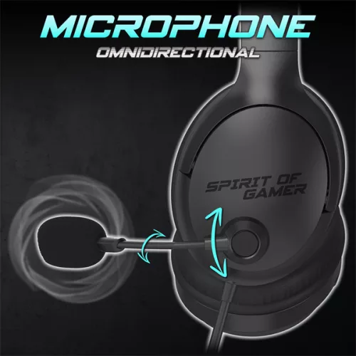 Spirit of Gamer Fejhallgató - PRO-H4 Black (MultiPlatform, mikrofon, 3.5mm jack, hangerőszabályzó, fekete)