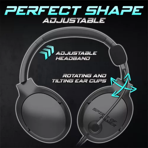 Spirit of Gamer Fejhallgató - PRO-H4 Black (MultiPlatform, mikrofon, 3.5mm jack, hangerőszabályzó, fekete)