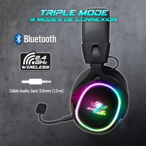 Spirit of Gamer Wireless Fejhallgató - MIC-XH1200 (MultiPlatform,7.1,mikrofon, hangerőszabályzó, nagy-párnás, fekete)